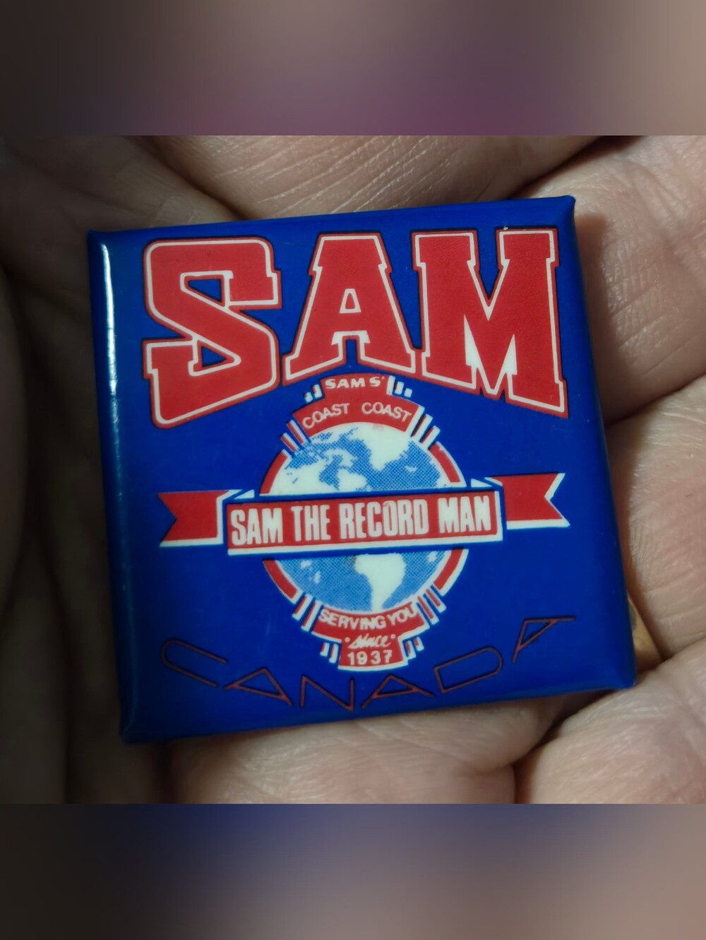 Vintage Sam the Record Man Pin